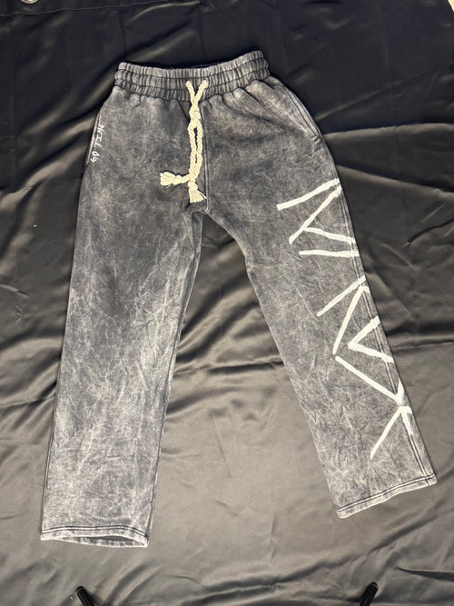 GO TIME HEAVY WIDE-LEG SWEATPANTS (WASHED GREY)